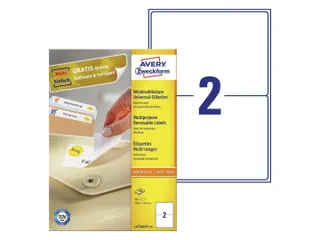 Etiket Avery L4734REV-25 199.3x143.5mm Afneembaar Wit 50 Stuk - 1