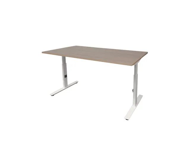 Bureau Linesto Plus Hoogte instelbaar 160x80cm blad Havana T-poot Wit