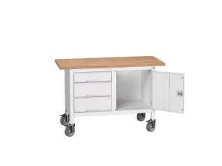 werkbank,HxBxD 830x1250x600mm,multiplexblad,uitrusting: 3laden,kast - 1