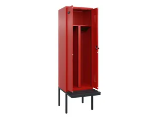 PBM-locker met bank,HxBxD 2120x600x815mm,2vak,vak B 300mm,draaigrendel - 1