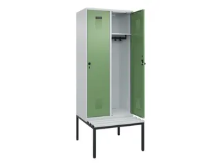 locker met bank,HxBxD 2120x800x815mm,2vak,vak B 400mm,draaigrendel - 1