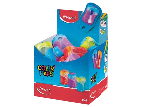 Puntenslijper Maped Color'Peps 2-gaats display à 24 stuks assorti