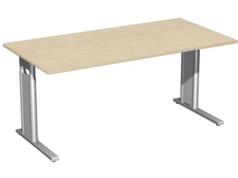 Bureau C-Poot Hxbxd 680-800x1600x800mm Esdoorn Decor zilverkleurig