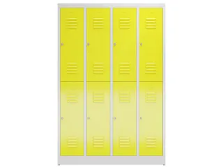 Dubbeldekse garderobekast 1800x1185x500mm 4x2vak klink RAL7035 RAL1018 - 2