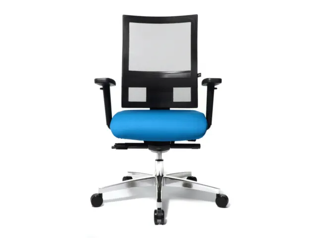 Bureaustoel Sitness 60 Zwart Netrug Lichtblauw Armleuningen
