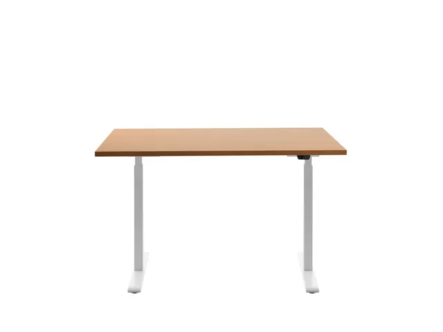 Elektrisch ihv bureau,HxBxD 700-1200x1200x800mm,blad beuken,T-voet wit