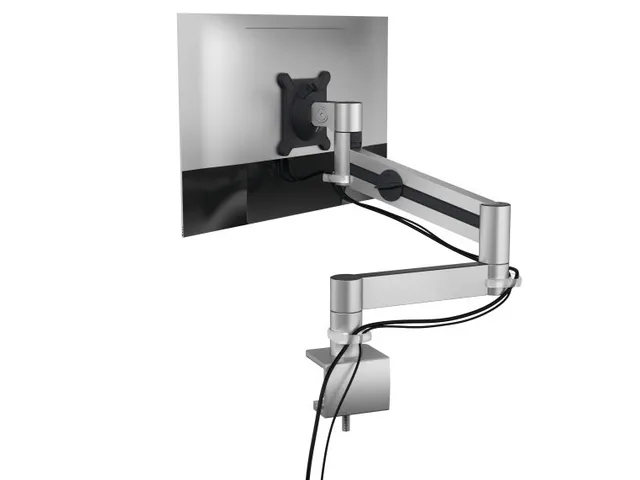 Support double pour écran et tablette fixation passe-câble