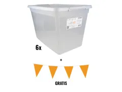 ACTION: 6 x DONAU Home boîte de rangement, 60 l + GRATUIT 1 x Guirlan