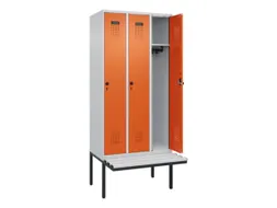 locker met bank,HxBxD 2120x900x815mm,3vak,vak B 300mm,draaigrendel