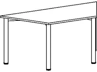 vergadertafel HxBxD 72x80x69cm trapezium Lichtgrijs 4voeten Alu - 3