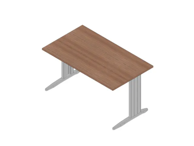 bureau,HxBxD 730x1400x800mm,blad canaletto-hout,C-voet aluminium