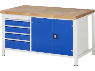 werkbank,HxBxD 840-1040x1500x900mm,beukblad,draagverm. 1250kg,4voeten - 1