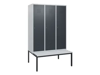 locker met bank,HxBxD 1950x1200x815mm,3vak,vak B 400mm,cil.-slot - 1