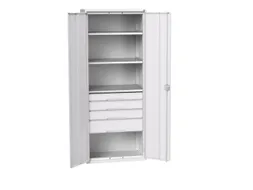 universele kast,HxBxD 2000x800x550mm,3xStalen bodem,4lade(n)