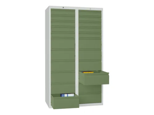 ladekast HxBxD 1800x1000x500mm 22laden RAL7035 front RAL6011