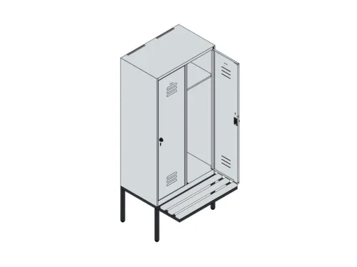 locker met bank,HxBxD 1950x800x815mm,2vak,vak B 400mm,draaigrendel