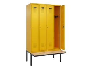 locker met bank,HxBxD 2120x1200x815mm,4vak,vak B 300mm,cilinderslot - 1