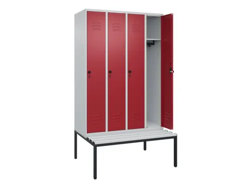 locker met bank,HxBxD 2120x1200x815mm,4vak,vak B 300mm,draaigrendel