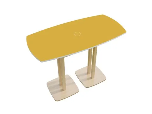 Tonvormige statafel Woody 110x114x75cm Geel Natuur 2 schotelvoeten