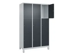 lockerkast,HxBxD 1950x1200x500mm,3x3vakken,vak B 400mm,cil.-slot