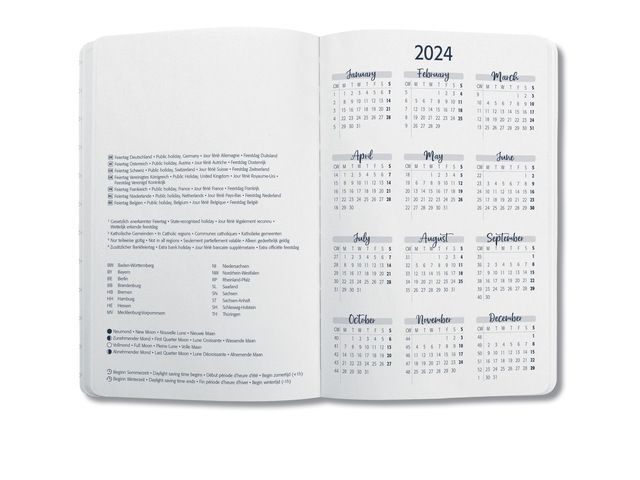 Calendrier semainier Jolie A6, vert aqua 2024