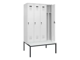locker met bank,voor scheiding van kleding,HxBxD 2120x1200x815mm,4vak - 1