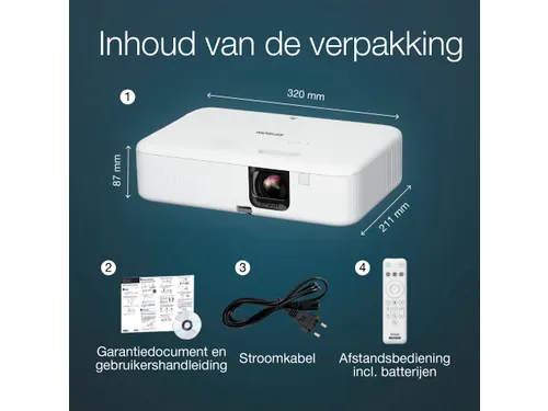 CO-FH02 Smart Full HD-projector, 3000 lumen, scherm van maximaal 391 i