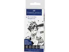 Tekenstift Faber-Castell Pitt Artist Pen Mangaka 6-delig etui zwart