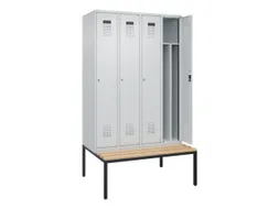 locker met bank,voor scheiding van kleding,HxBxD 2120x1200x815mm,4vak