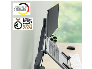 Monitor- en laptoparm Leitz Ergo ruimtebesparend dubbel donkergrijs - 6