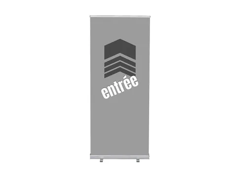 Roll-Banner 85x200 complete set met print "Entrée" Grijs