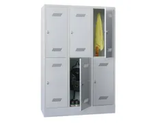 dubbeldekse locker,HxBxD 1850x1200x500mm,3x2vak.,RAL7035,front RAL5010