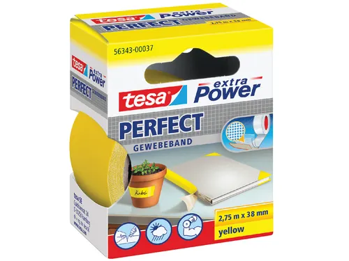 Plakband Tesa textiel 38mmx2.75m geel