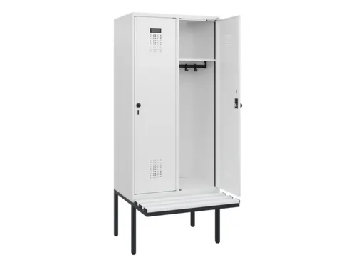 locker met bank,HxBxD 1950x800x815mm,2vak,vak B 400mm,draaigrendel