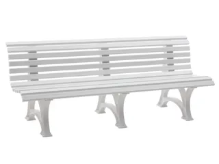 Kunststofbank 800x2000x420mm Zit H 410mm 12 Latten 3 Pootstellen Wit - 1