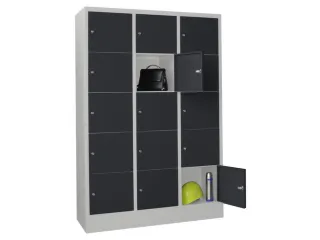 lockerkast,HxBxD 1850x1200x500mm,3x5vakken,RAL7035,front RAL7016 - 2