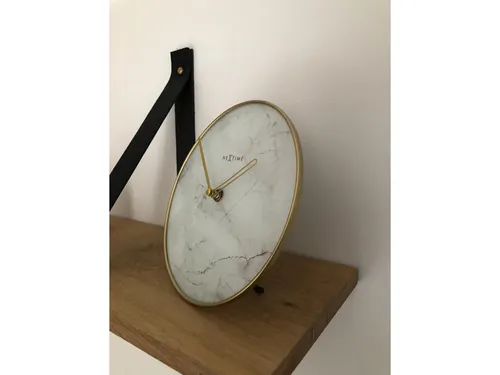 Tafelklok Ø 20cm Glas / Metaal Wit 'Marble'