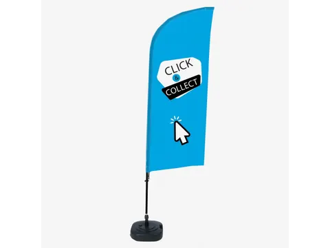 Promotievlag Alu Wind complete set "Click & Collect" Blauw