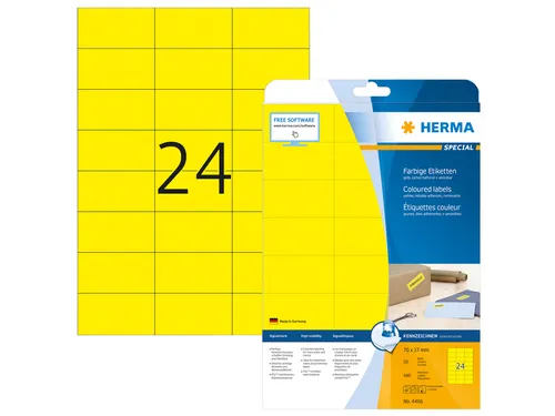HERMA 4466 Verwijderbare etiketten A4 70x37mm Geel 480 stuks