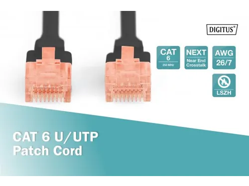 CAT 6 U-UTP patchkabel Cu LSZH AWG 26/7 lengte 0,50m Zwart