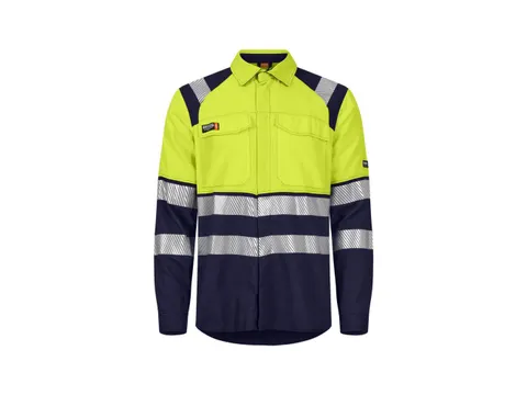 Chemise hi-vis Tranemo 5076 91, jaune fluo/bleu marine, taille M, la p