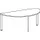 vergadertafel,HxBxD 720x1600x800mm,halfrond,3voeten RAL9006,ronde buis