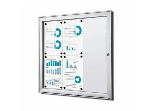 Vergrendelbaar Muurvitrine Indoor/Outdoor Brandwerend 6xA4 Zilver