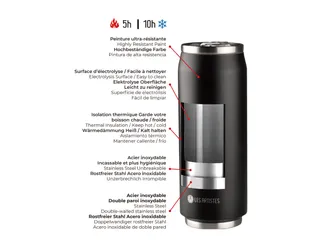 Thermosbeker Les Artistes Paris blik 280ml Zwart Met Rietje - 2
