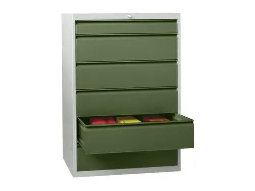 ladekast 1200x715x600mm 6laden cilinderslot RAL7035 front RAL6011