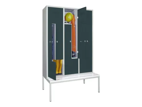 Z-garderobekast,HxBxD 2100x1200x800mm,RAL7035,front RAL7016