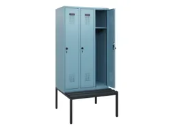 locker met bank,HxBxD 1950x900x815mm,3vak,vak B 300mm,draaigrendel