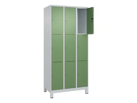 lockerkast,HxBxD 1950x900x500mm,3x3vakken,vak B 300mm,cil.-slot,voeten
