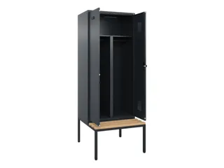 PBM-locker met bank,HxBxD 2120x800x815mm,2vak,vak B 400mm,draaigrendel - 1