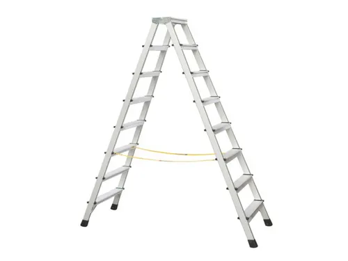 staande trap NL beide zijden 2x8treden aluminium gegroefd balk L 2 17m